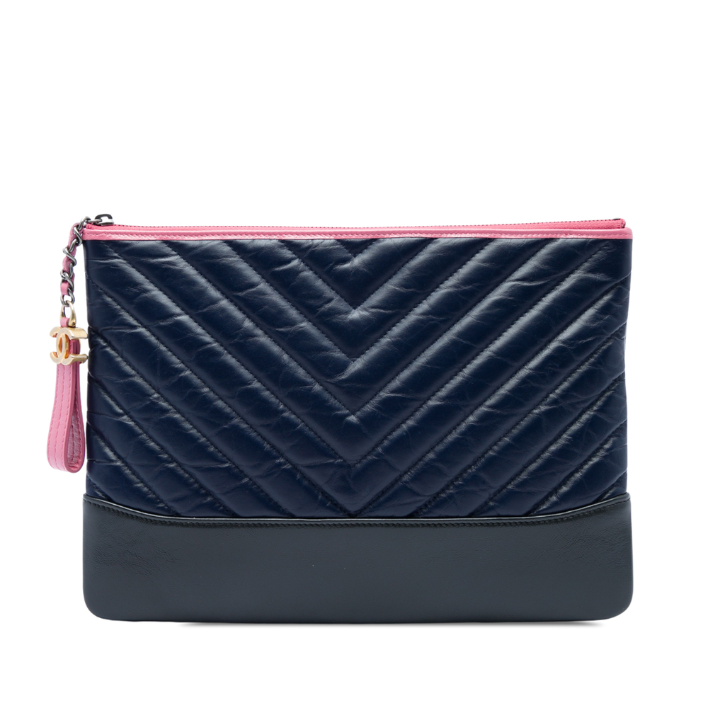 Pre-Loved Chanel Medium Chevron Aged Calfskin Gabrielle Cosmetic Clutch
